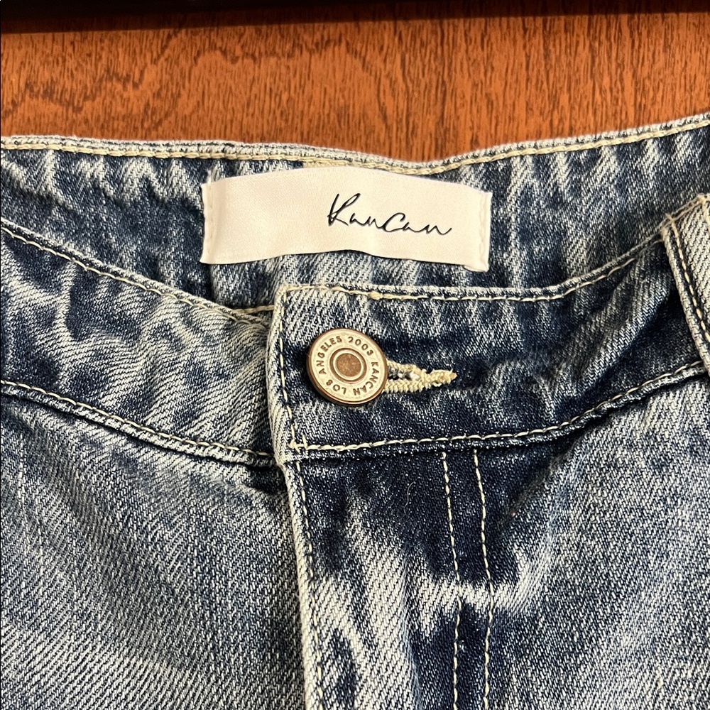 KanCan Women's Denim Jeans with Distressed Blue Wash